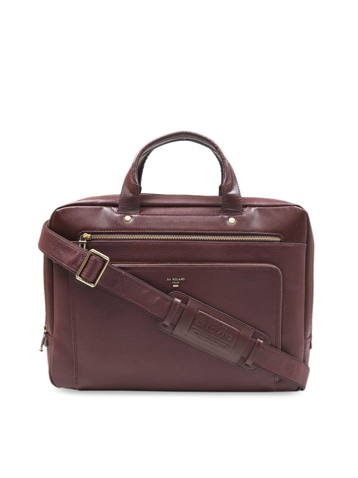 Buy Da Milano Unisex Brown Solid Laptop Bag Laptop Bag for
