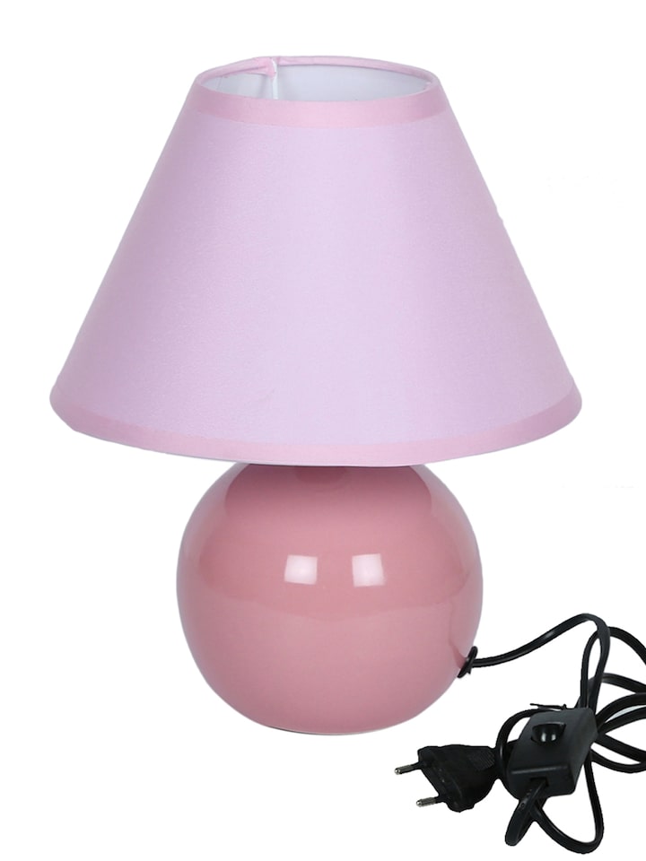 Tayhaa Pink Solid Table Lamp, Pink And White Table Lamp