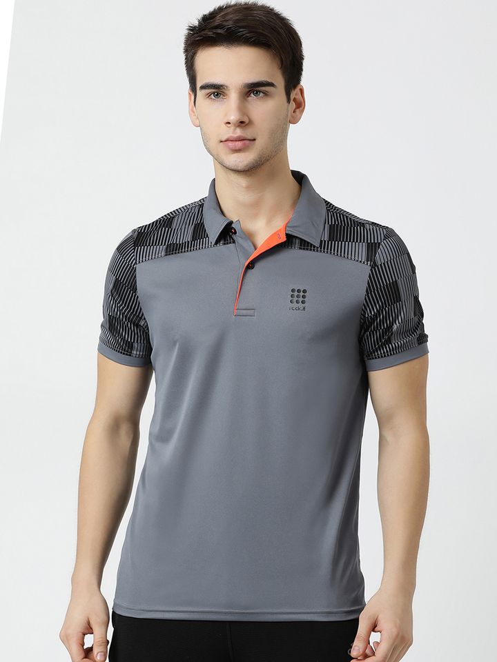 Rock.it Men Grey Printed Polo Collar 