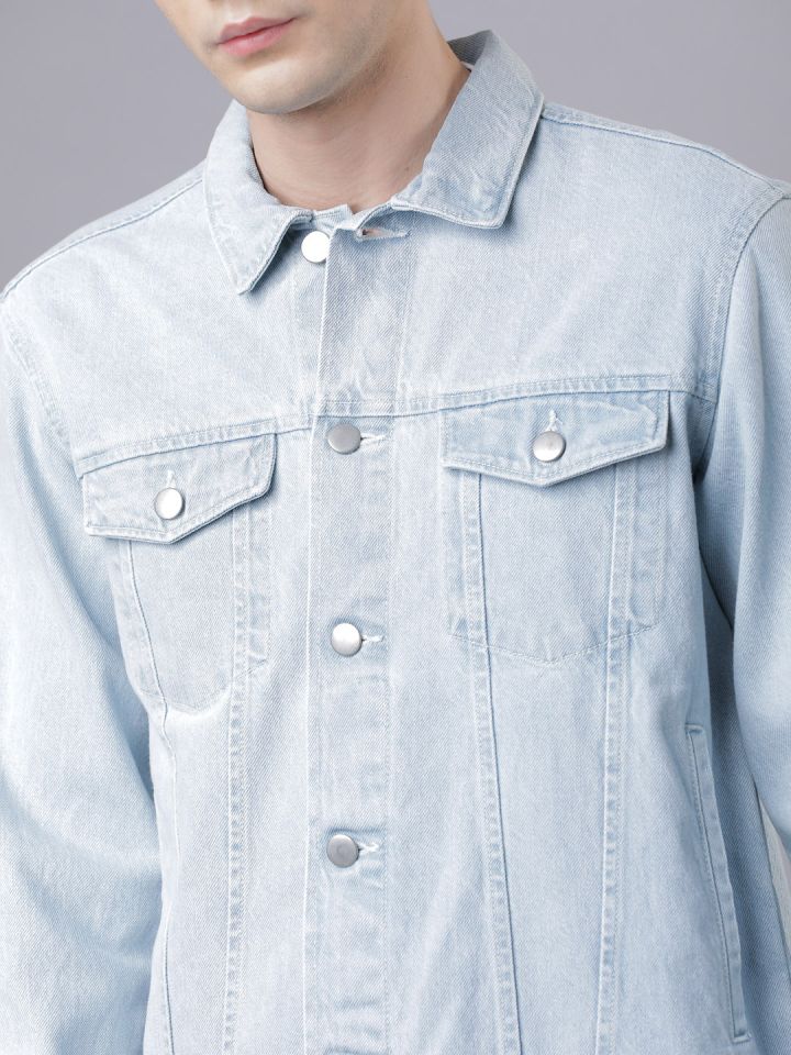 Buy HIGHLANDER Men Blue Solid Denim Jacket - Jackets for Men