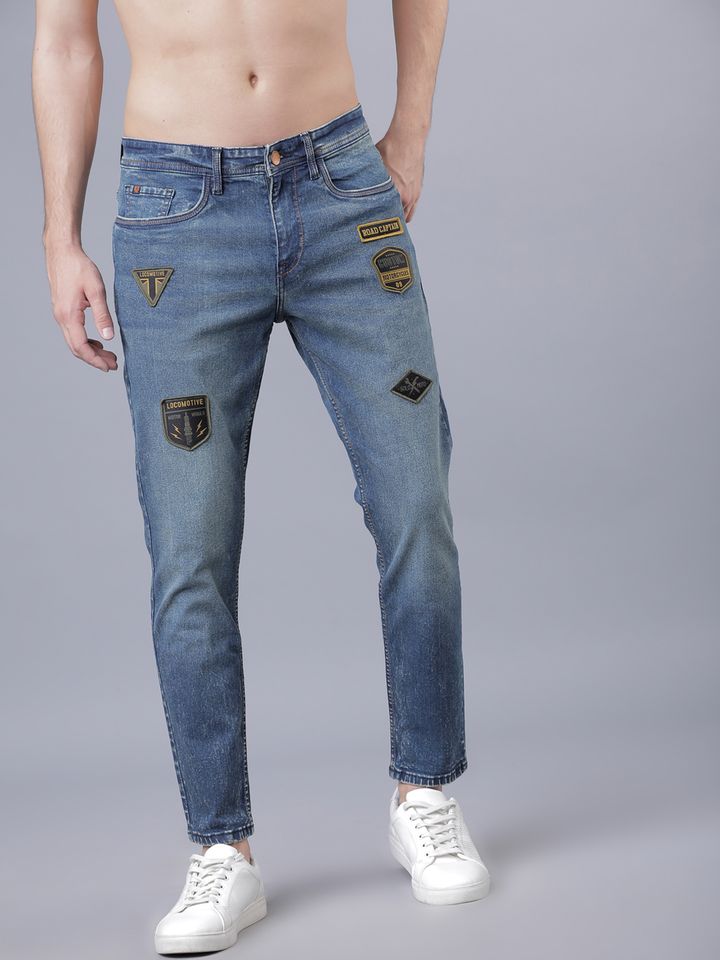 LOCOMOTIVE Men Navy Blue Tapered Fit 