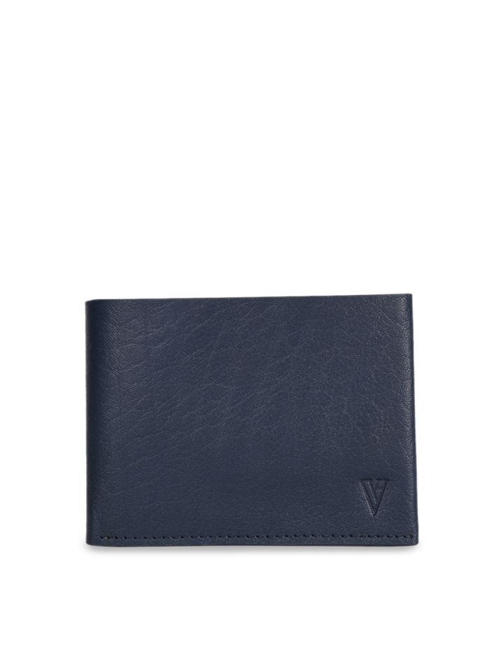 Buy Van Heusen Men Navy Blue Solid Leather Two Fold Wallet