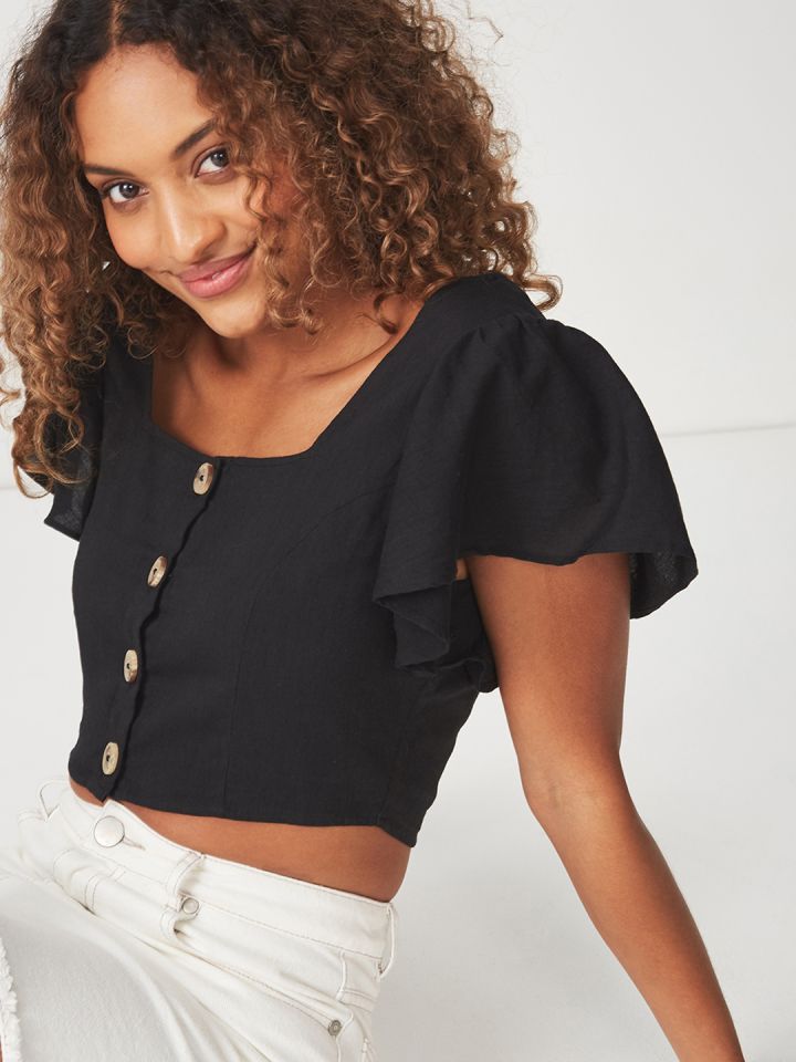 cotton on black crop top