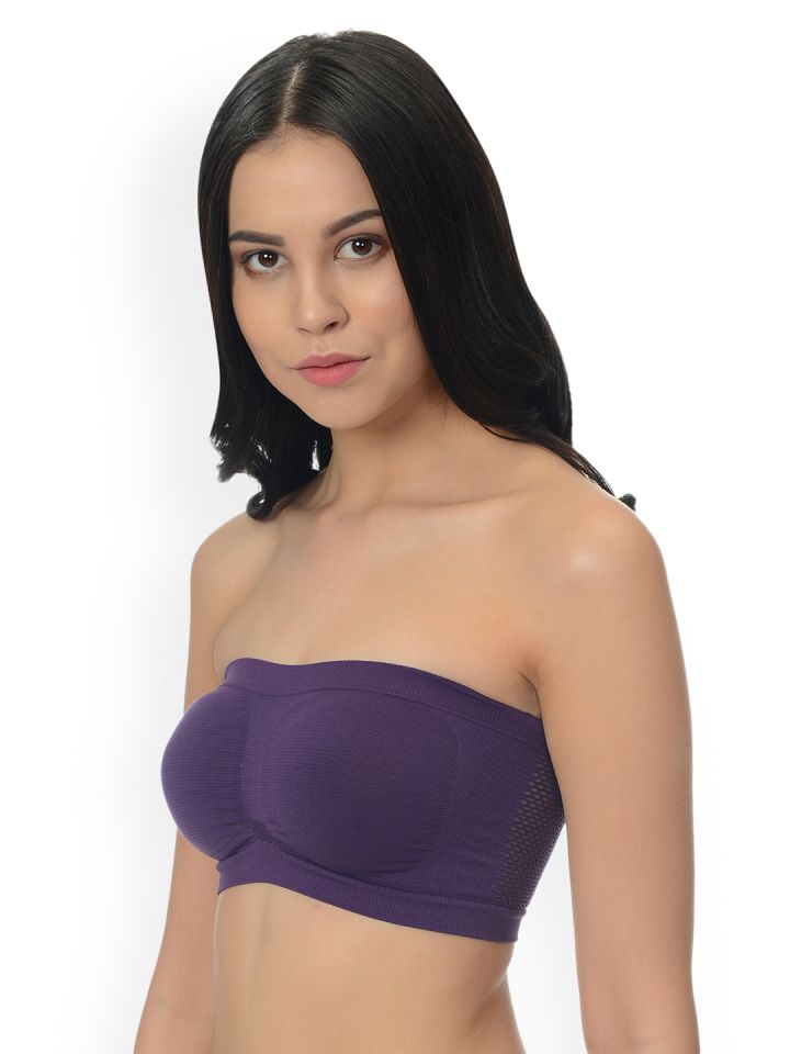 Buy Mod & Shy Purple Solid Non Wired Non Padded Bandeau Bra MS46