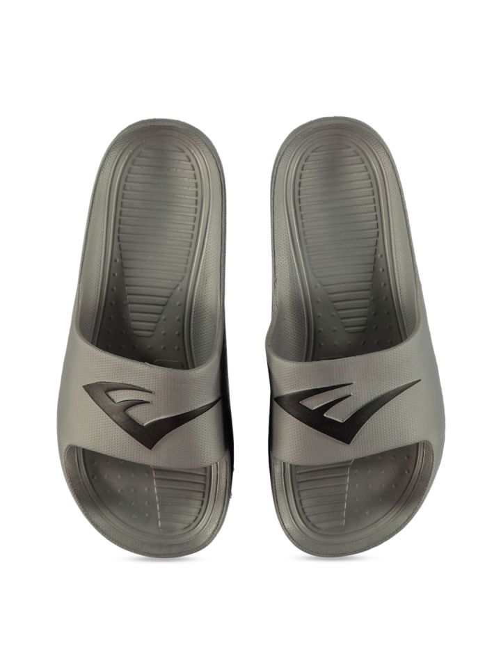 Buy Everlast Men Charcoal Grey Printed Sliders Flip Flops for