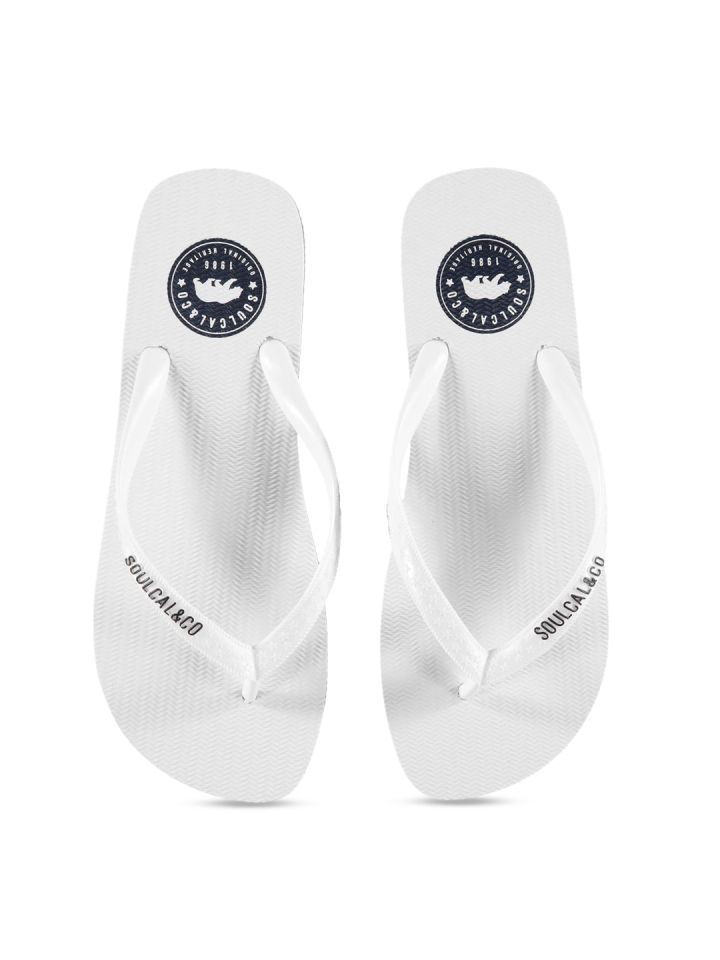SoulCal Men White Printed Thong Flip Flops