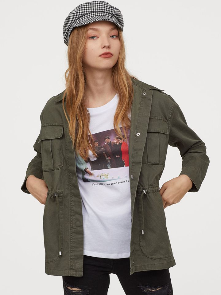 H&m short cotton online parka