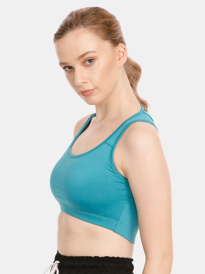 Buy Zelocity By Zivame Blue Solid Non Wired Non Padded Sports Bra  ZC4302FASHAGREN - Bra for Women 10504966