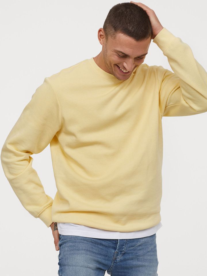Yellow sweatshirt men hot sale