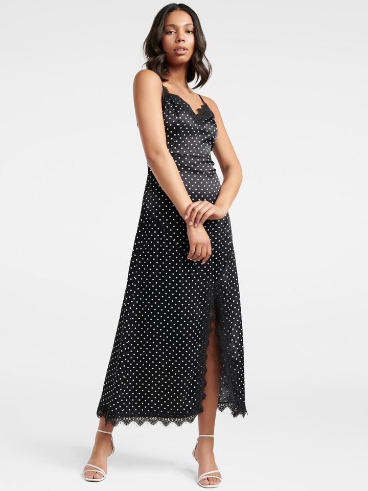 Forever New Women Black White Polka Dots Printed Maxi Dress