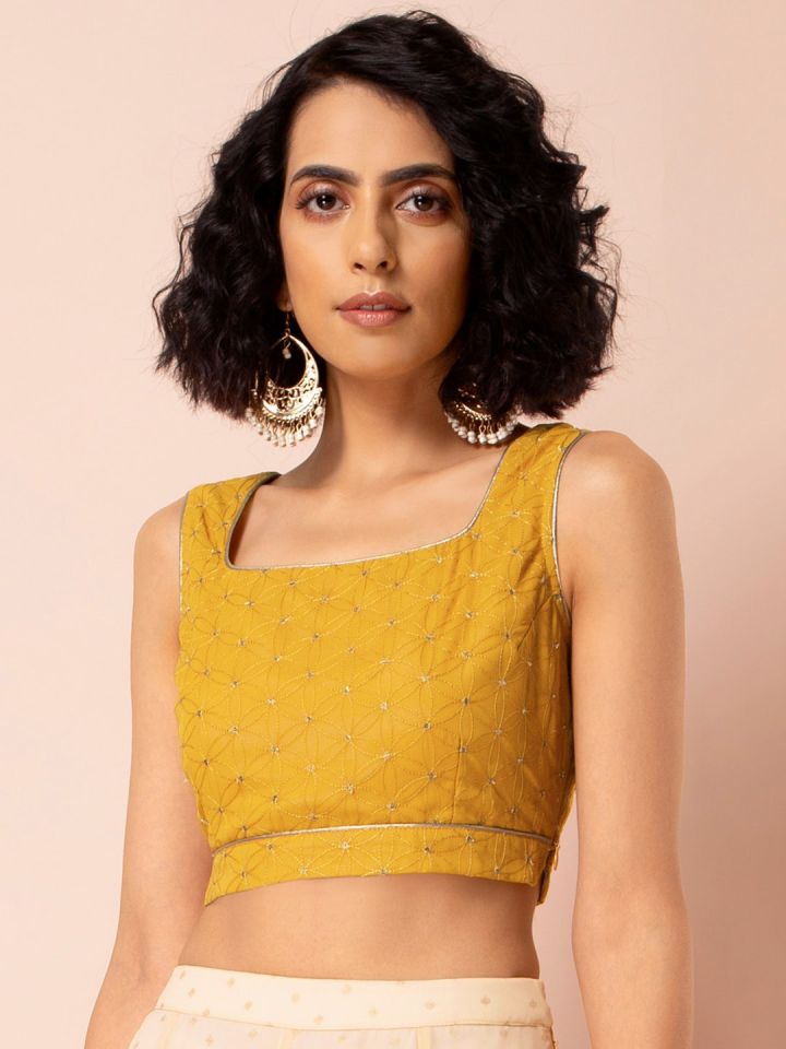 Yellow crop cheap top ethnic