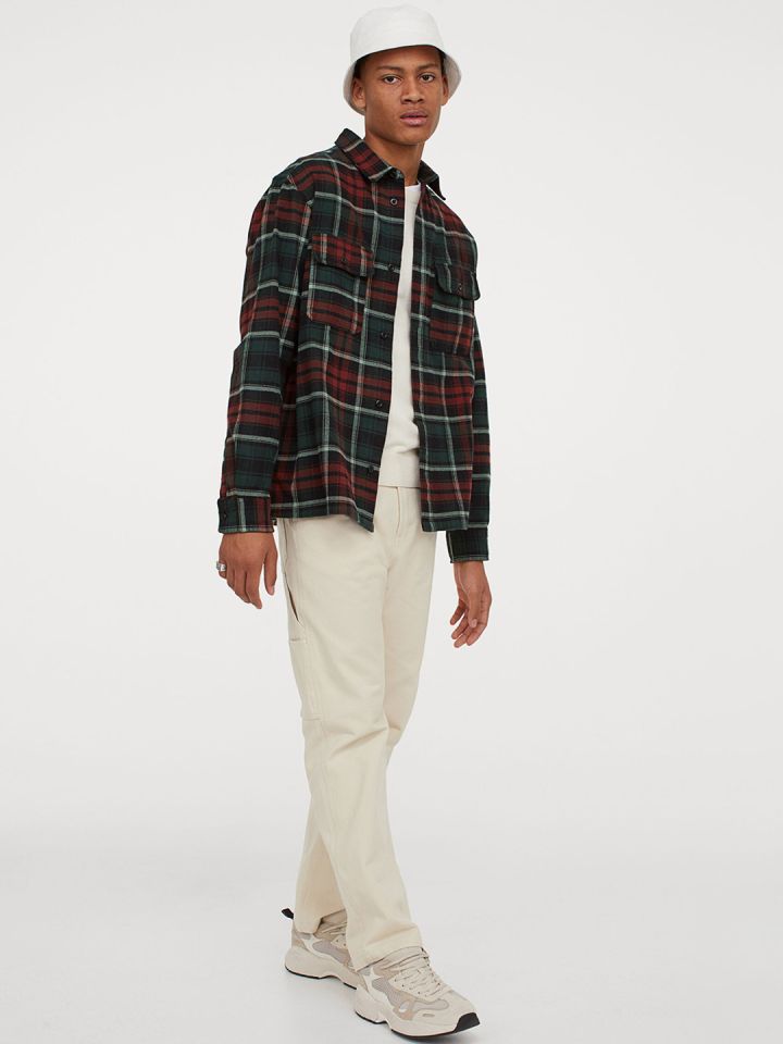 H&m green deals checked shirt