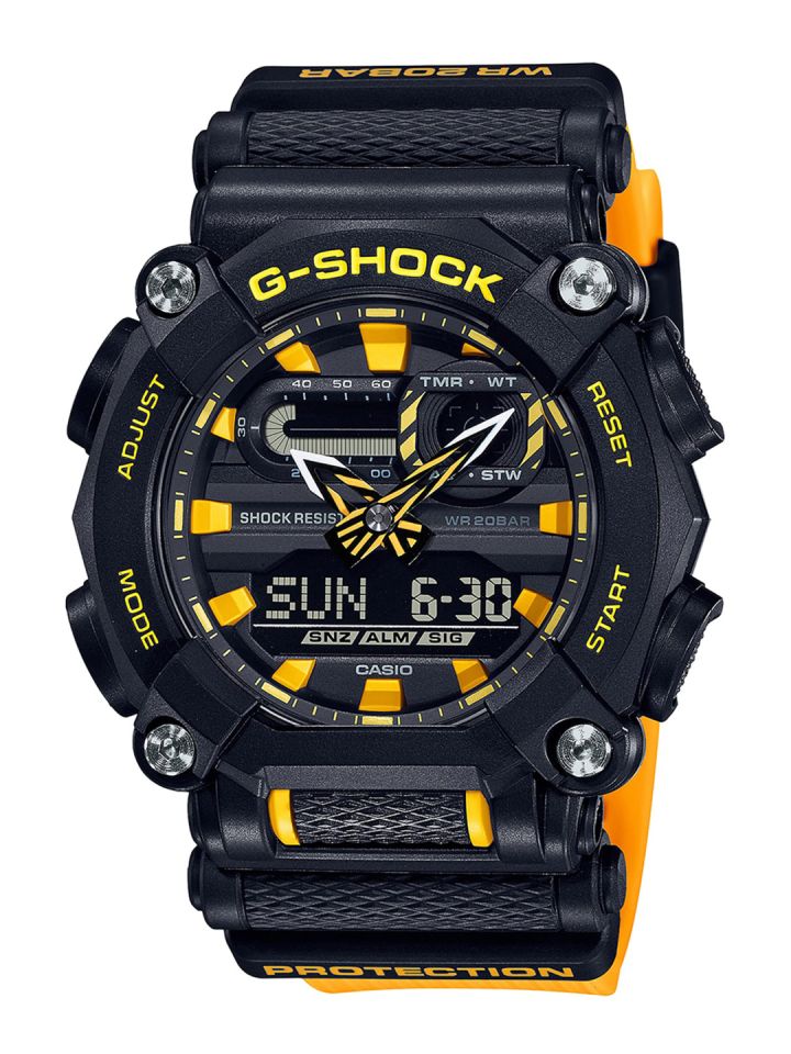 Buy CASIO Men G Shock GA 900A 1A9DR Black Yellow Ana Digi Dial Black Resin Strap Watch G1048 Watches for Men 12885542 Myntra