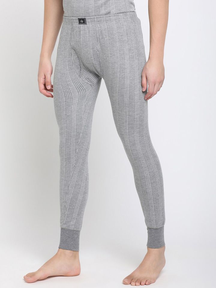 Buy DIXCY SCOTT Men Grey Melange Solid Thermal Bottom Thermal
