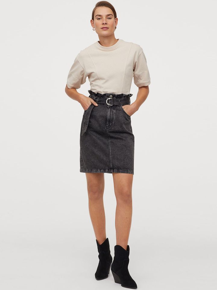 Black paperbag new arrivals denim skirt