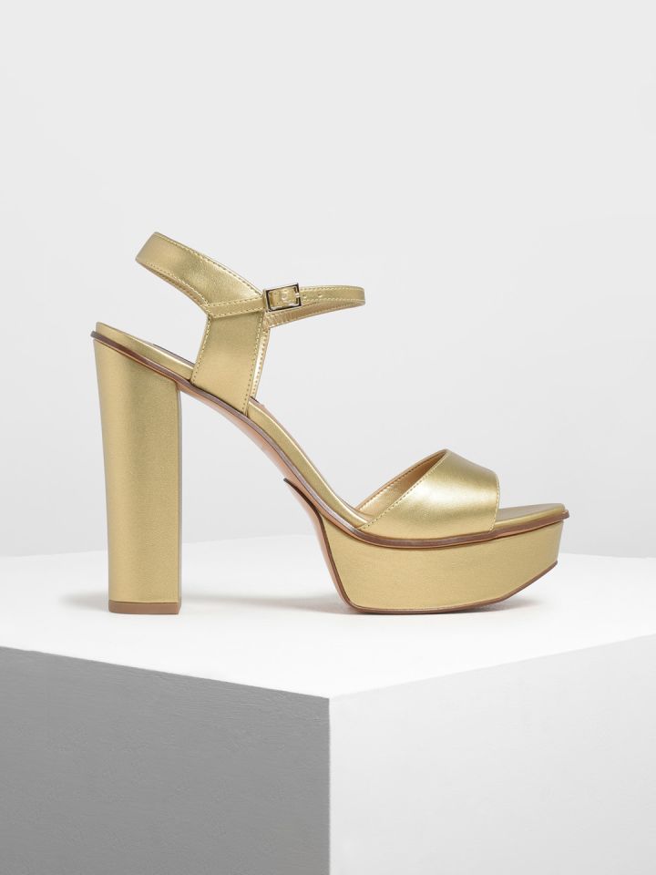 CHARLES KEITH Women Gold Toned Solid Platform Heels