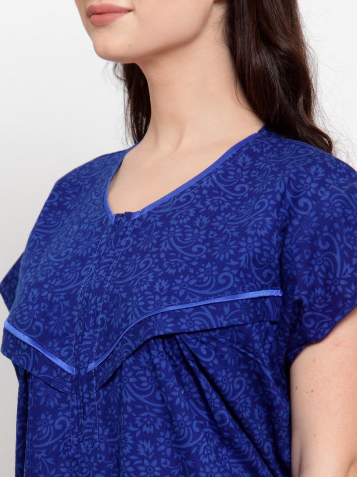 Buy Blue Maternity Cotton Nighty for Women Online at Secret Wish