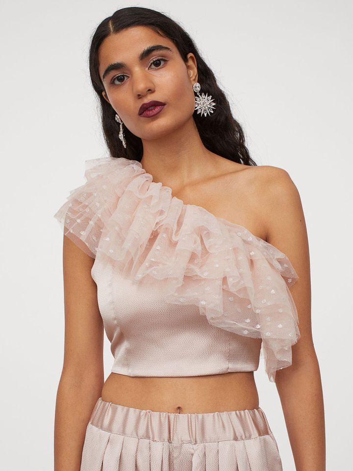 One shoulder tulle top online