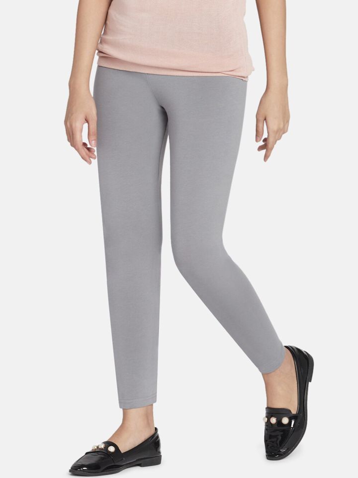 Buy Go Colors Women Grey Solid Ankle Length Leggings - Leggings