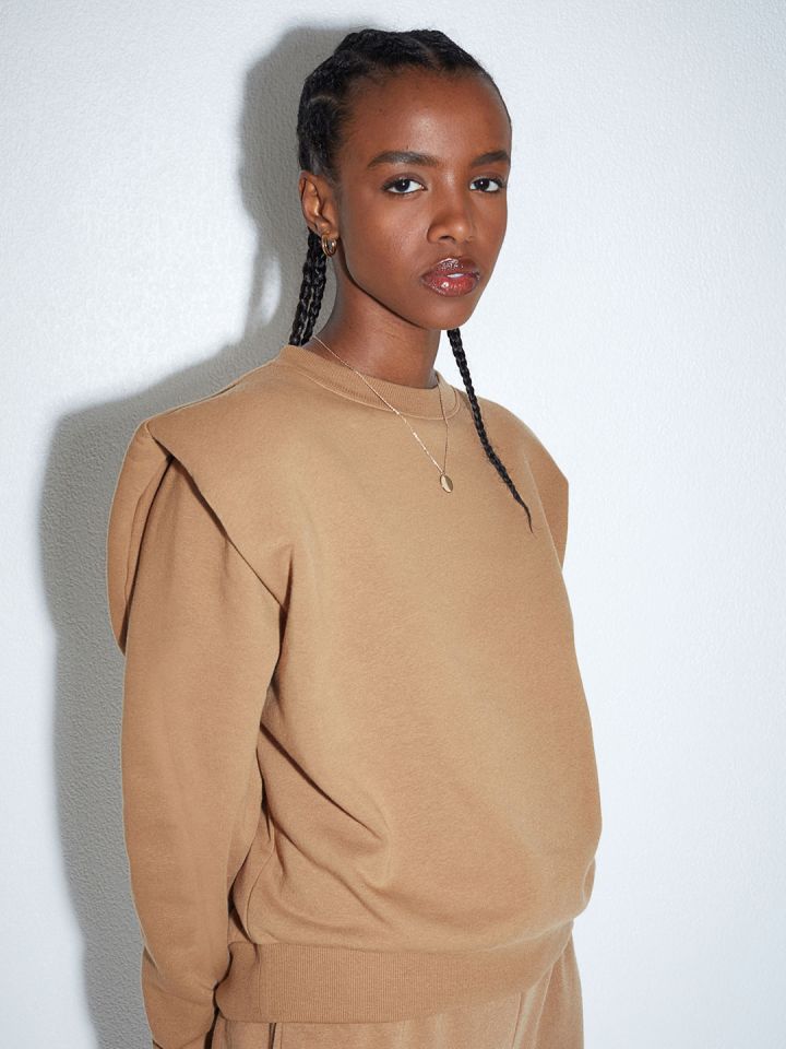 Shoulder padded sweatshirt sales