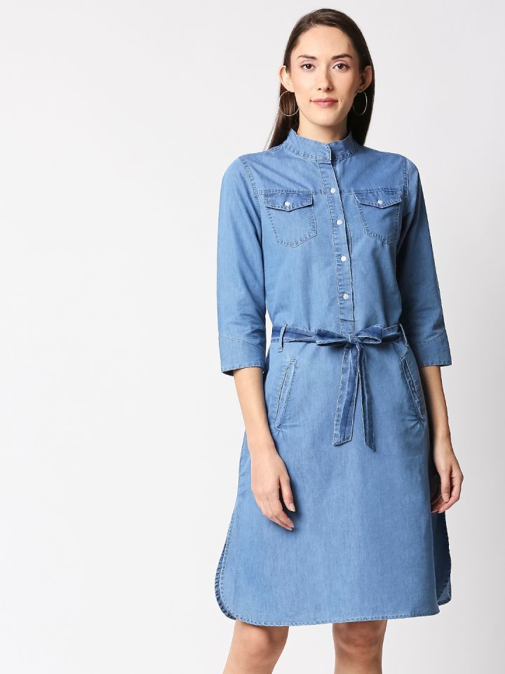 Denim one piece myntra online
