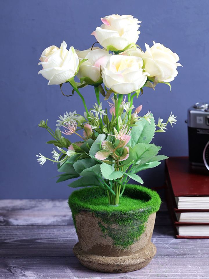 Artificial white roses on sale