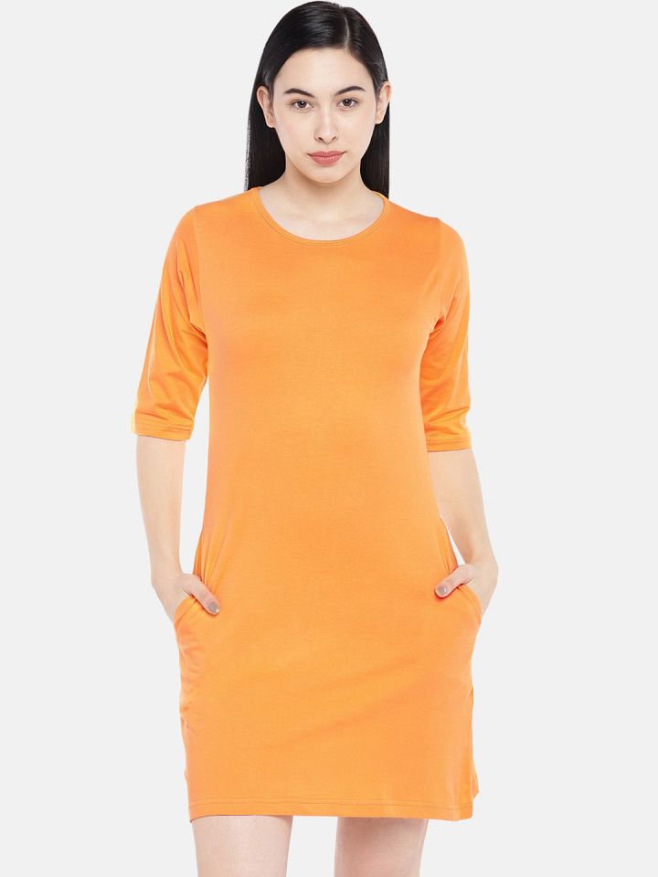 STATUS MANTRA Yellow T shirt Dress