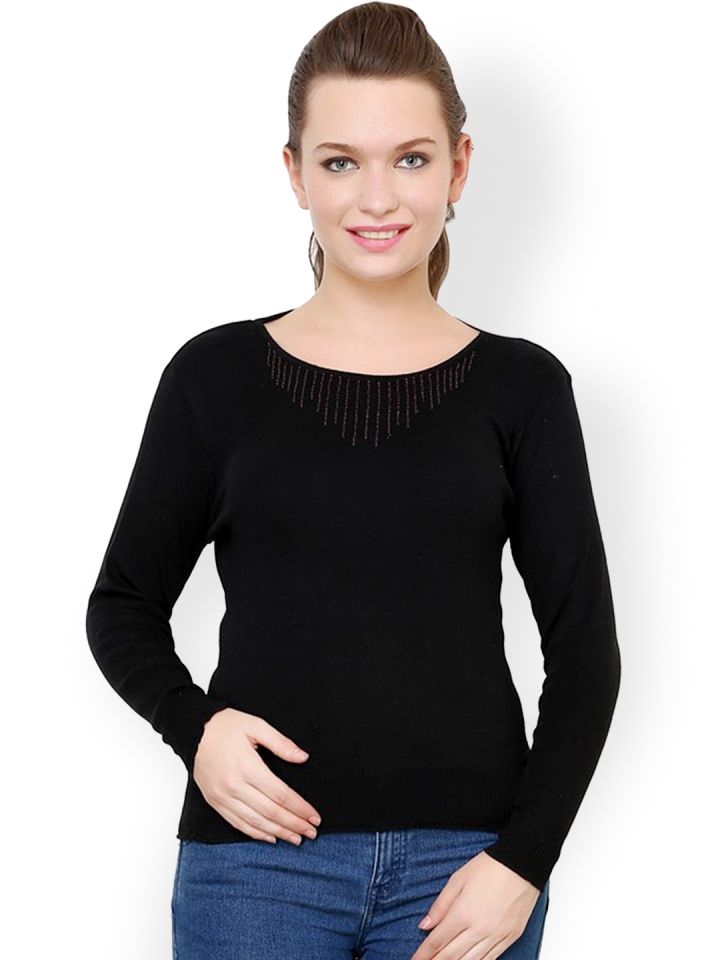 Buy Renka Black Sweater Sweaters for Women 1024216 Myntra