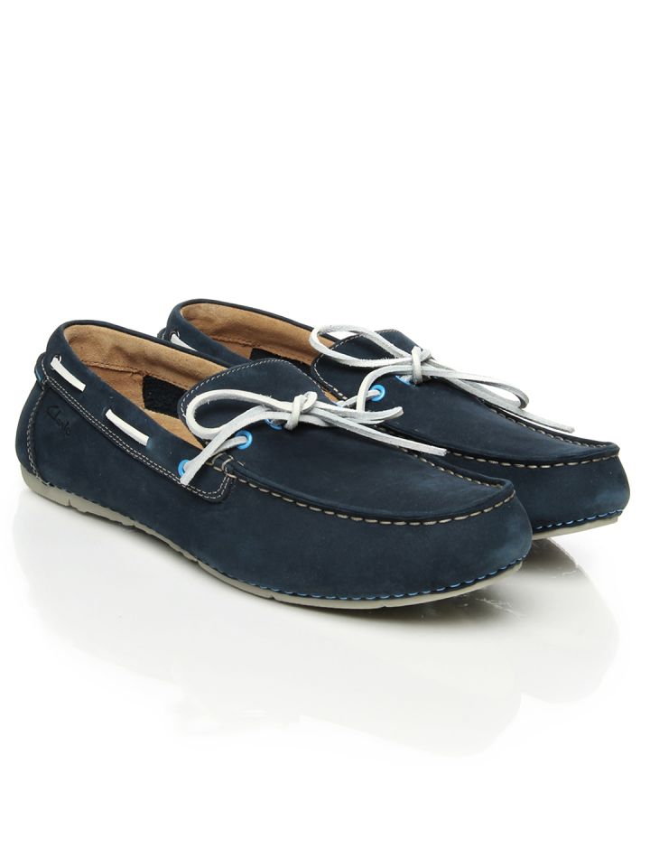 Clarks Men Navy Marcos Edge Leather Boat Shoes