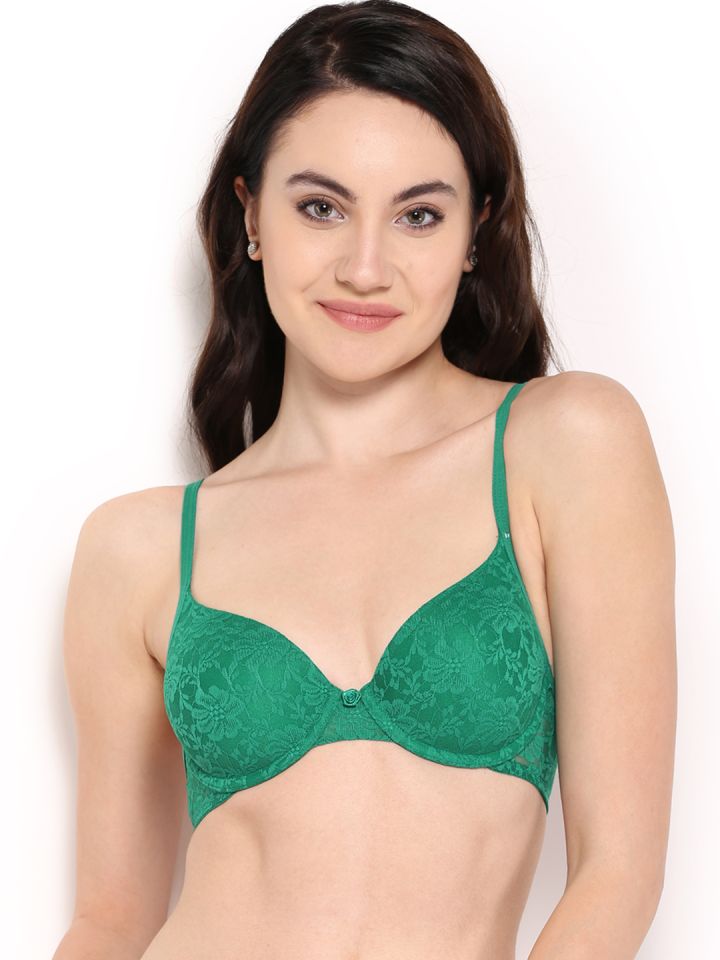 Buy Amante Green Lace Lightly Padded Underwired Full Coverage T Shirt Bra  BCFR31 - Bra for Women 330194