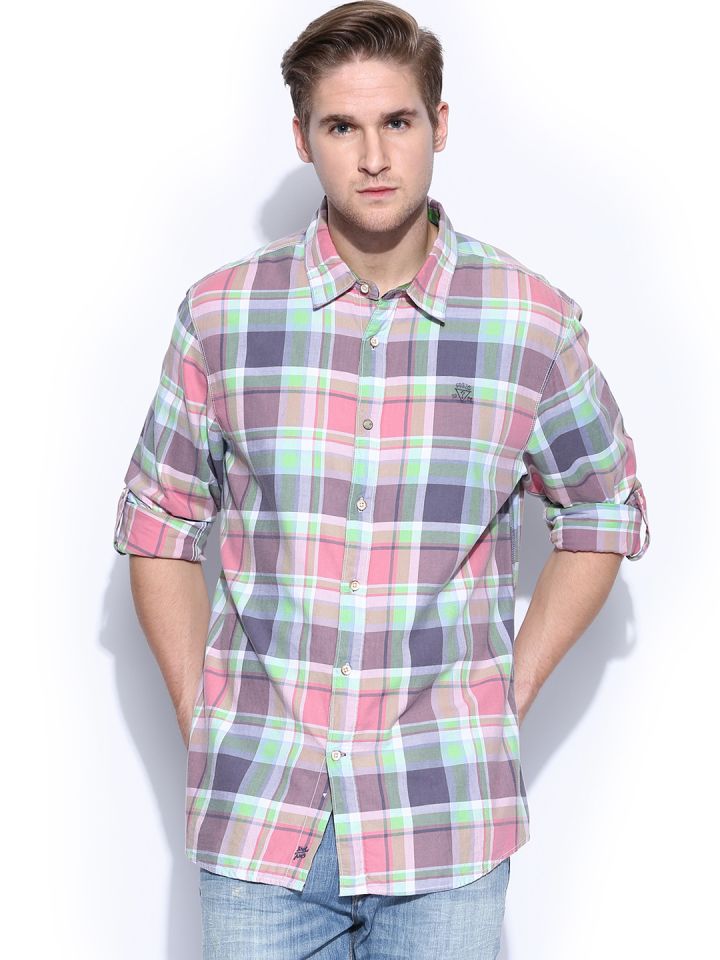 Pink and top green guess shirt