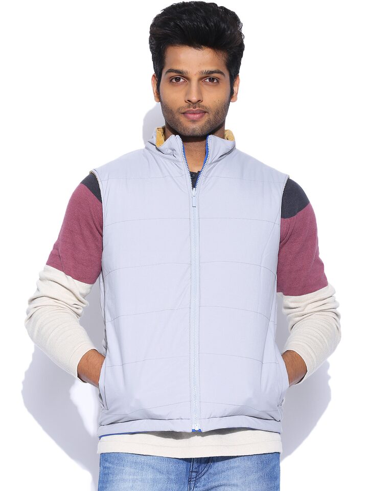 Buy Levis Men Blue & Grey Reversible Padded Sleeveless Jacket - Jackets for  Men 607127 | Myntra