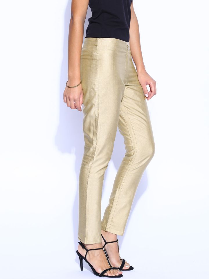 Buy INDYA Solid Silk Regular Fit Womens Casual Trousers  Shoppers Stop