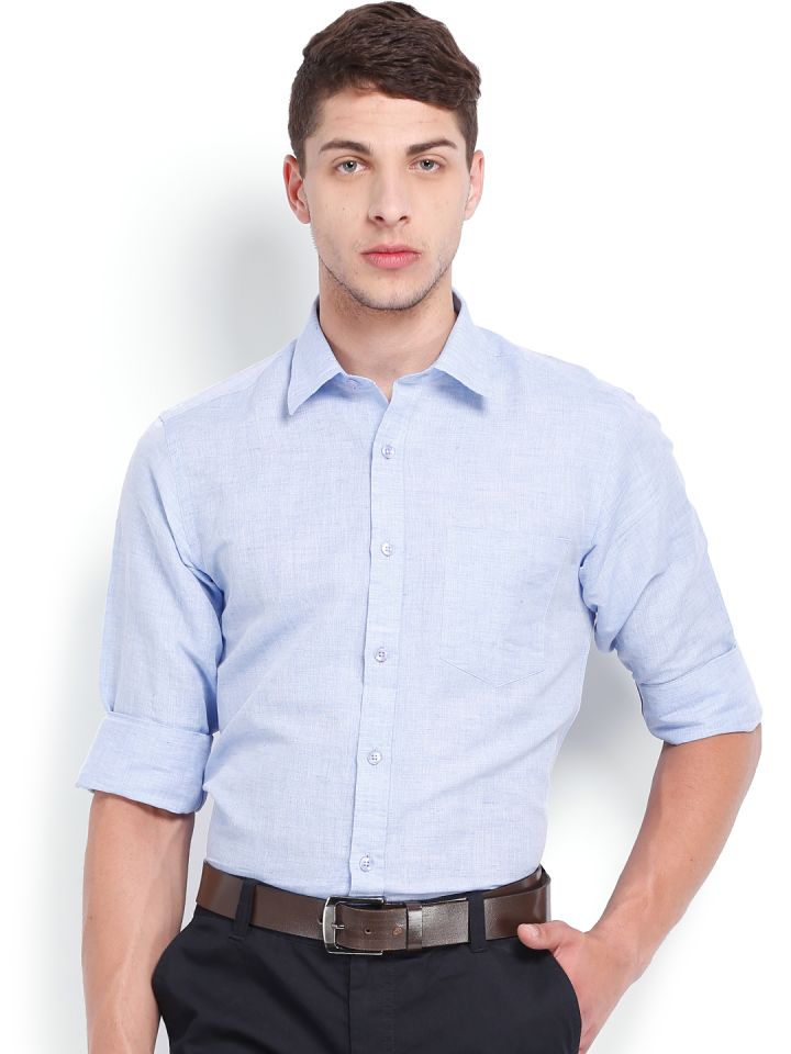 Buy Wills Lifestyle Men Blue Linen Slim Fit Smart Casual Shirt