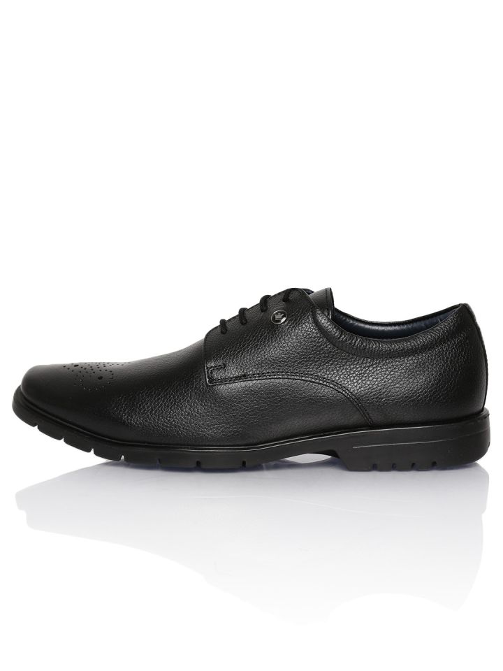 Buy Louis Philippe Men Black Solid Leather Formal Derbys - Formal