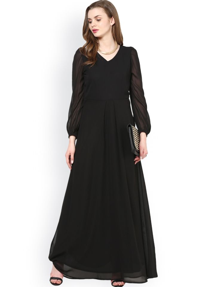 Black maxi cheap dress myntra