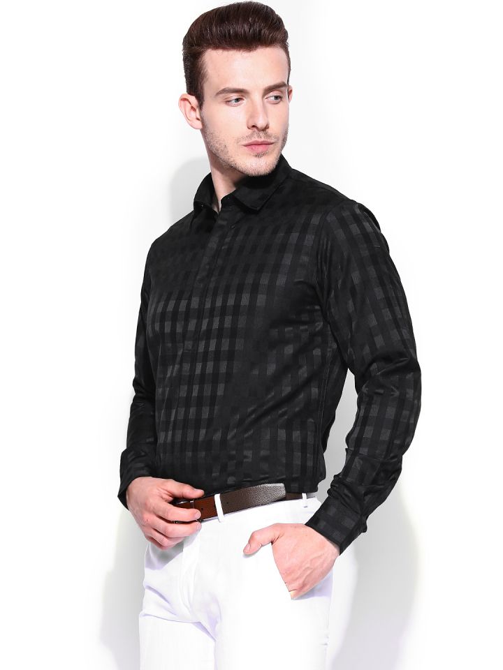 Buy John Players Men Black Slim Fit Partywear Shirt Shirts for