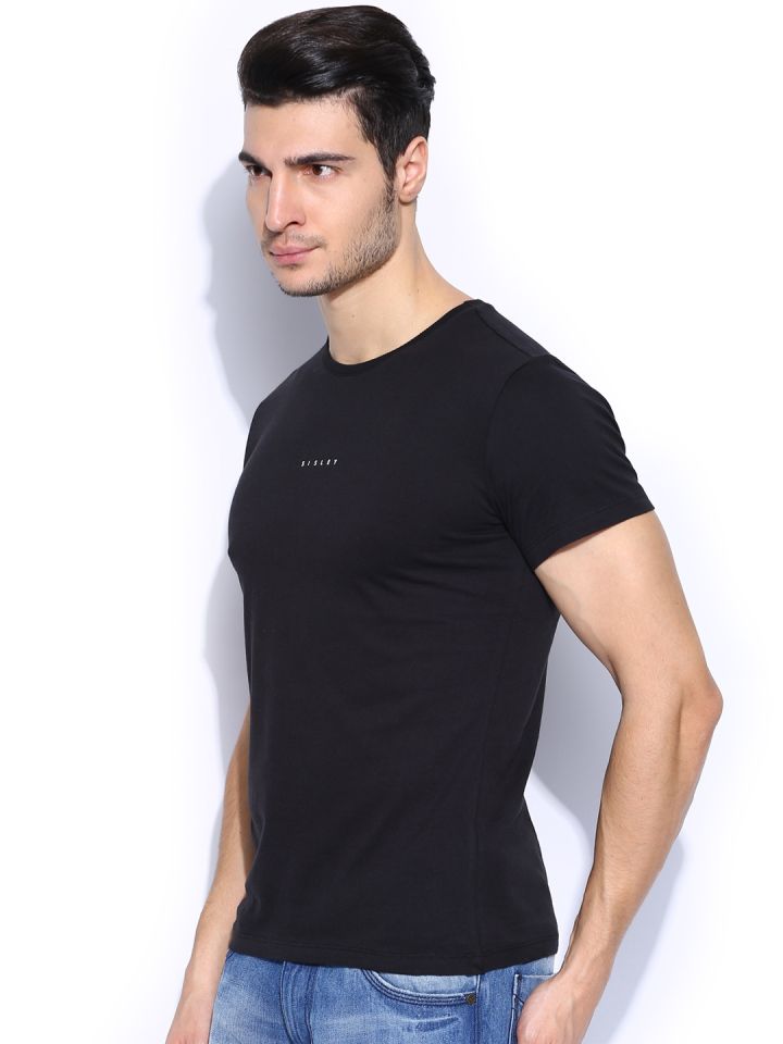 Buy Sisley Men Black Slim Fit T Shirt Tshirts For Men 704630 Myntra