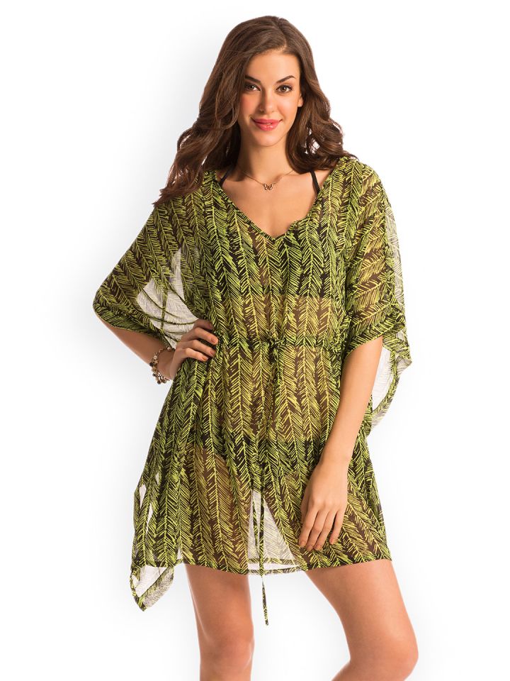 Olive green beach cover up top