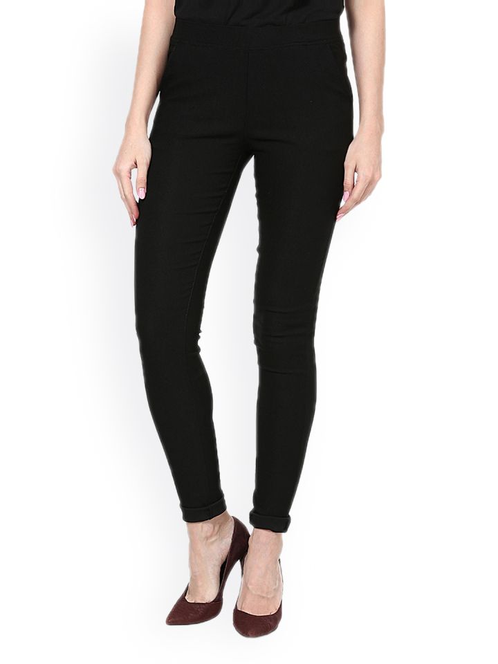 black jeggings myntra