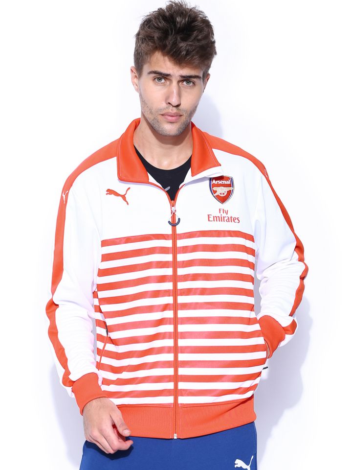 Buy PUMA Men Red White Striped Arsenal Jacket Jackets for Men