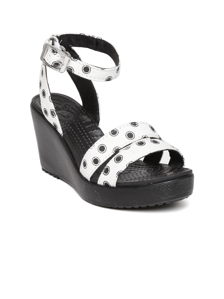 Buy Crocs Leigh Women White Printed Wedges - Heels for Women 718191 | Myntra