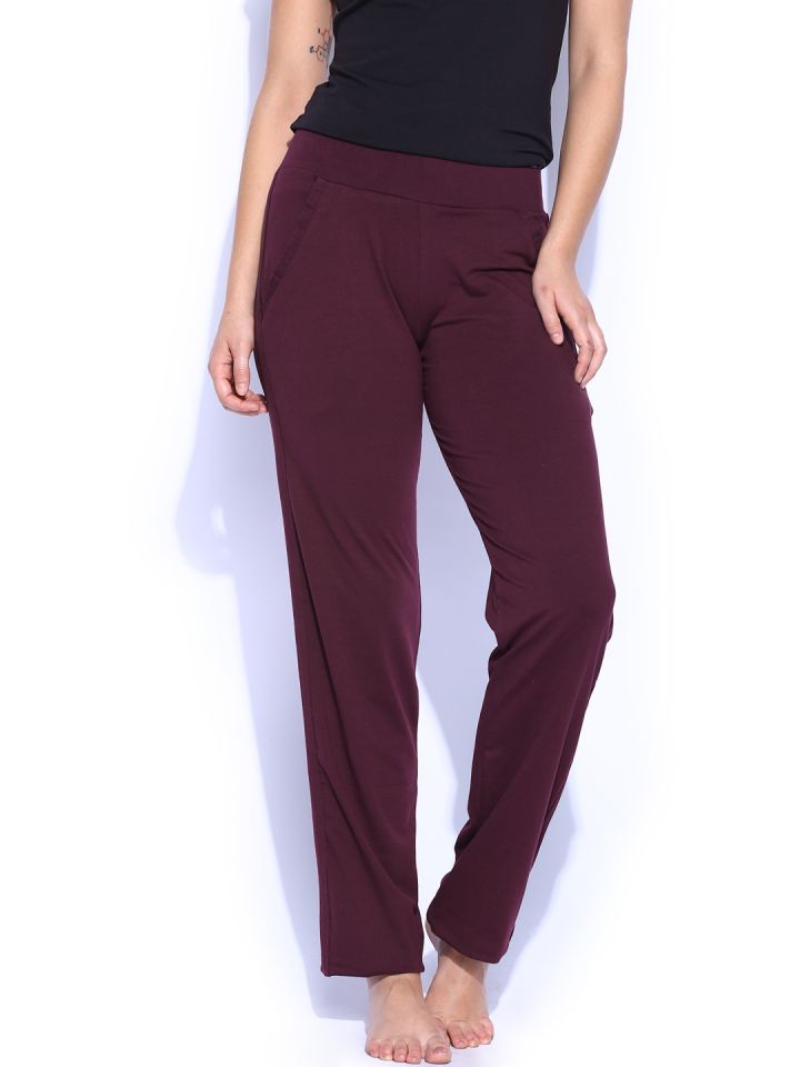 Maroon track hotsell pants womens