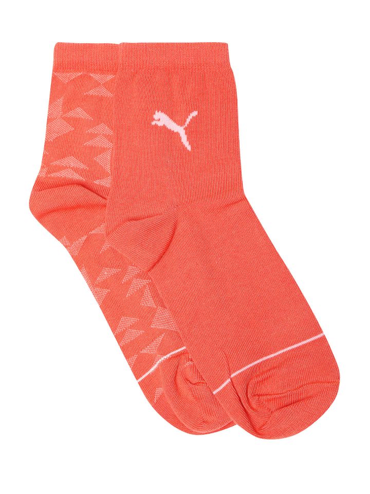 Buy PUMA Women Set Of 2 Coral Orange Foundation Socks Socks for