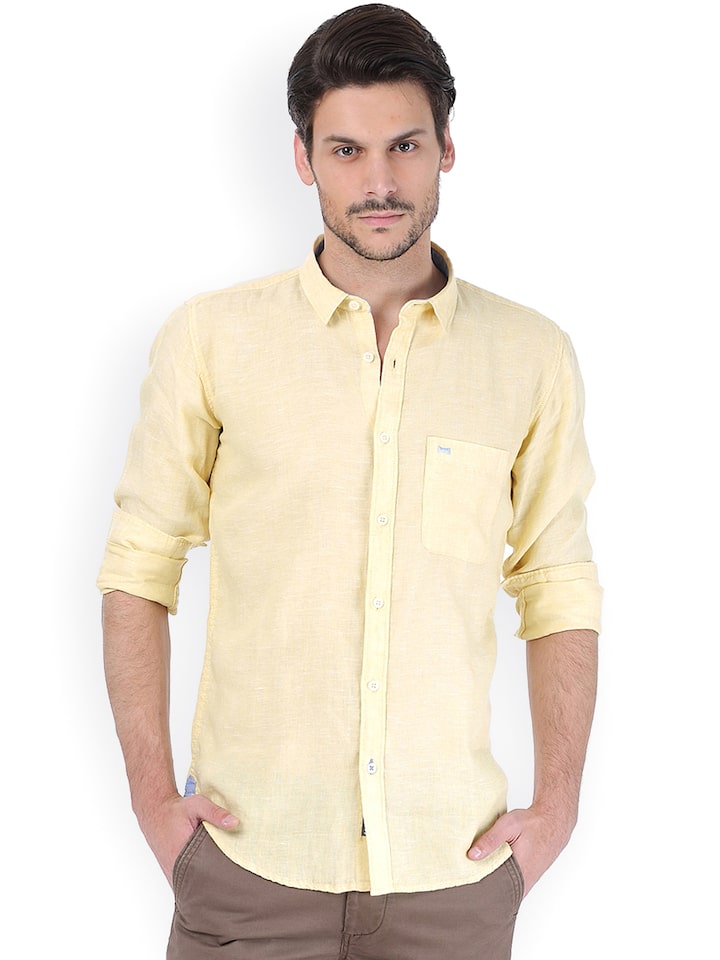 SOJANYA Men Floral Print Formal Yellow Shirt  Buy SOJANYA Men Floral Print  Formal Yellow Shirt Online at Best Prices in India  Flipkartcom