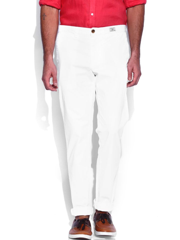 Buy Tommy Hilfiger White Hudson Straight Chino Trousers - Trousers for Men 812840 | Myntra