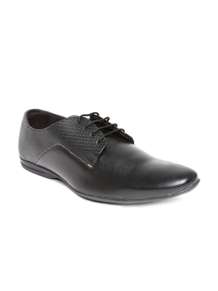 Provogue Men Black Leather Semiformal Shoes