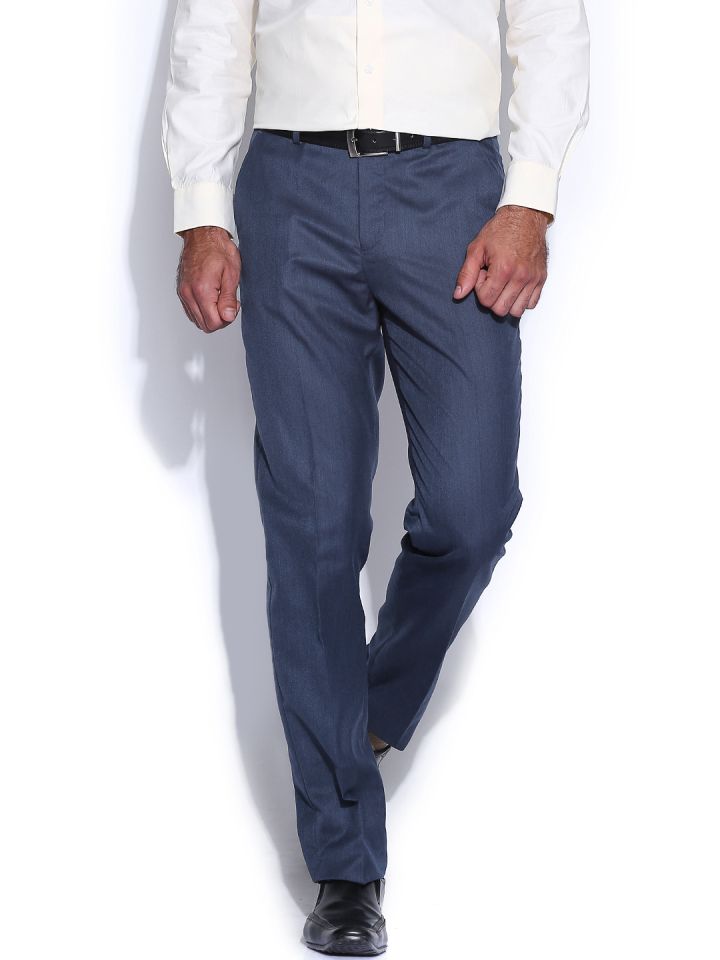 Buy Peter England Blue Smart Fit Formal Trousers  Trousers for Men 842604   Myntra