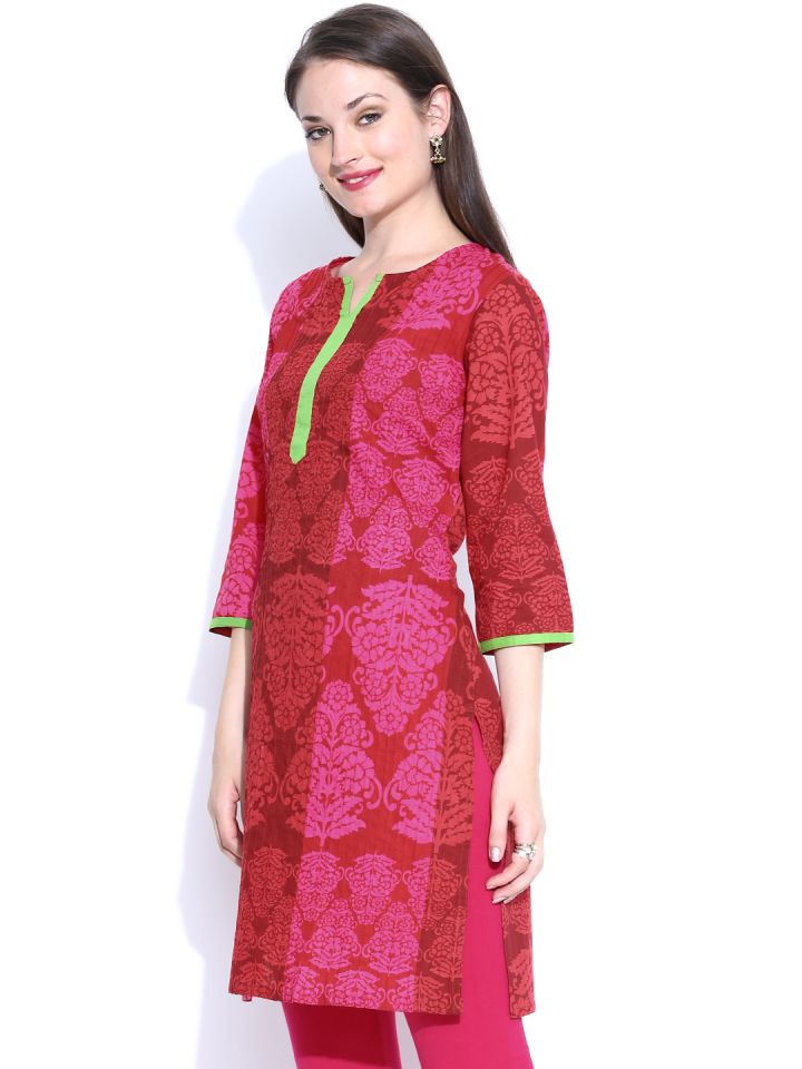 Buy Rangmanch By Pantaloons Pink & Red Printed Pintuck Kurta - Kurtas for  Women 854905
