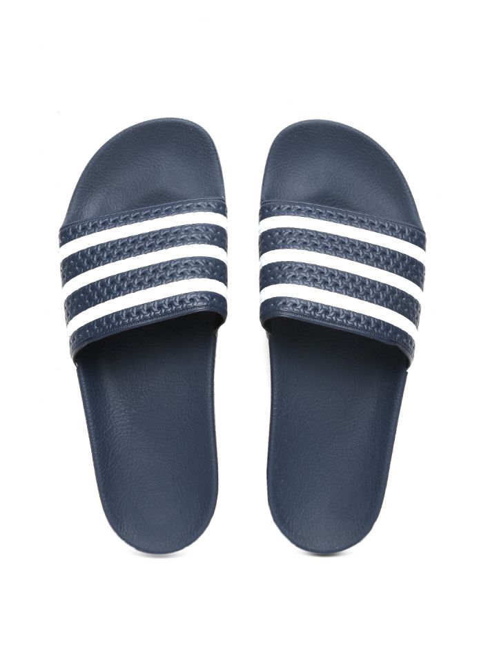 Adidas navy 2025 blue flip flops